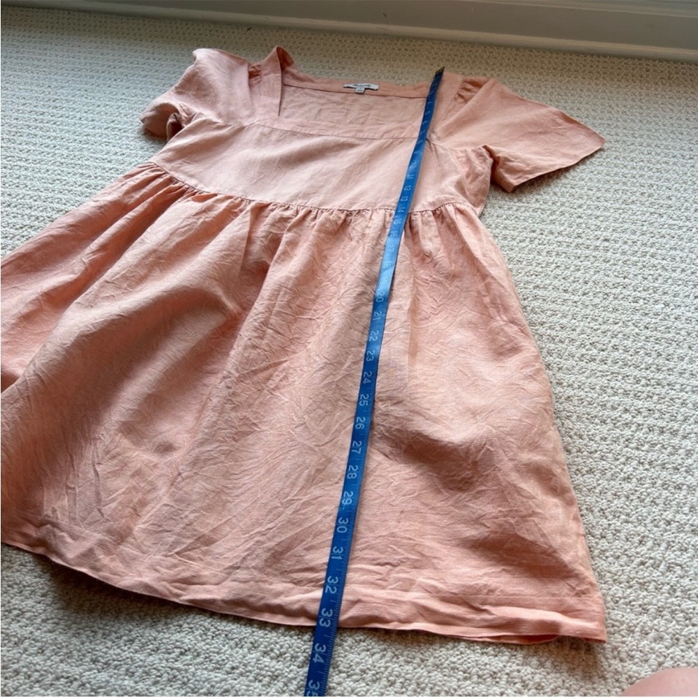 Madewell Creamsicle Allie Linen Blend Square Neck Babydoll Mini Dress - Picture 7 of 10